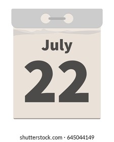Vector illustration, Tear-off calendar, July 22