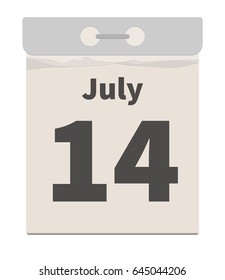 Vector illustration, Tear-off calendar, July 14