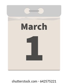 Vector illustration, tear-off calendar, March 1