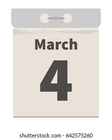 Vector illustration, tear-off calendar, March 4