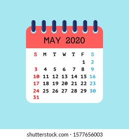 Vector illustration of tear-off calendar for May 2020