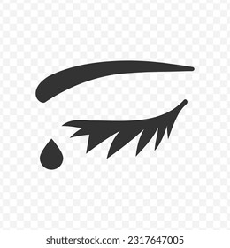 Vector illustration of tears icon in dark color and transparent background(PNG).