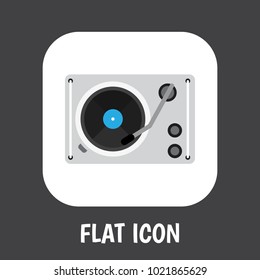 Vector illustration of tech symbol on gramophone icon flat. Premium quality isolated turntable element in trendy flat style.