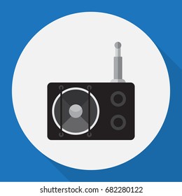 Vector Illustration Of Tech Symbol On Radio Flat Icon. Premium Quality Isolated Tuner Element In Trendy Flat Style.