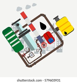 Vector illustration with technical oil system on a light background