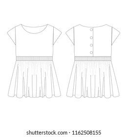 Vector illustration technical sketch drawing Women blouse Fashion Front and back 