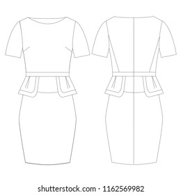 Dibujo técnico ilustrativo Dibujo de mujeres vestir la moda Delantero y atrás