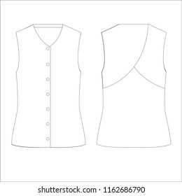 Vector illustration technical sketch drawing Women blouse Fashion Front and back 