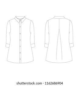 Vector illustration technical sketch drawing Women shirt Fashion Front and back 