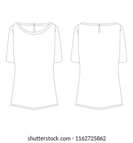 Vector illustration technical sketch drawing Women blouse Fashion Front and back 