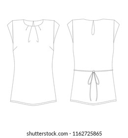 Vector illustration technical sketch drawing Women blouse Fashion Front and back 