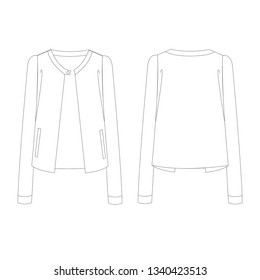Vector illustration technical sketch drawing Women jacket suit Fashion Front and back - Vector