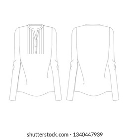 Vector illustration technical sketch drawing Women blouse Fashion Front and back - Vector