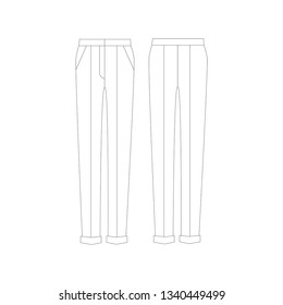 Vector illustration technical sketch drawing Women pants Fashion Front and back - เวกเตอร์

