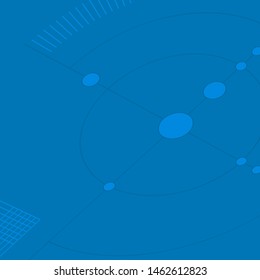 Vector illustration. Techno geometric square background in blue tones.
