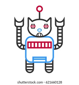 Vector illustration of technological device in flat style, domestic cat