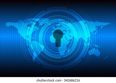 Vector illustration of Technology abstract for privacy and security concept around the world, Elements of this image furnished by NASA