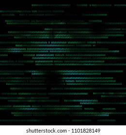 Vector illustration for technology background. Binary computer code or programing code background.