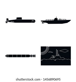 Vector illustration of technology and fleet sign. Collection of technology and navy stock symbol for web.