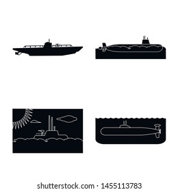 Vector illustration of technology and fleet symbol. Set of technology and navy vector icon for stock.