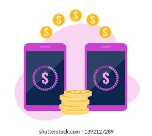 Vector illustration technology. Money transfer.