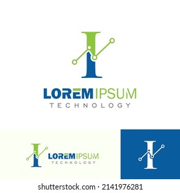 Vector Illustration of Technology Monogram Logo Initial Letter I
