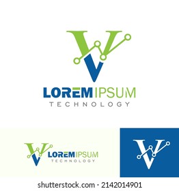 Vector Illustration of Technology Monogram Logo Initial Letter V