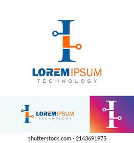Vector Illustration of Technology Monogram Logo Initial Letter I