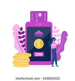 Vector illustration technology. Online banking.