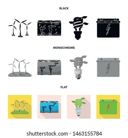Vector illustration of technology and organic icon. Set of technology and alternative vector icon for stock.