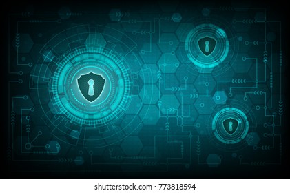 Vector illustration of Technology security concept with shield and keyhole