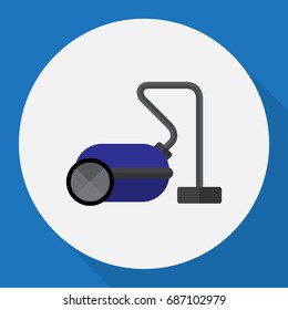 Vector Illustration Of Technology Symbol On Vacuum Cleaner Flat Icon. Premium Quality Isolated Sweeper Element In Trendy Flat Style.