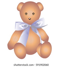 Vector illustration of Teddy bear with bow