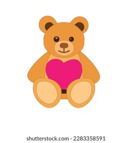 Vector illustration of teddy bear character holding love