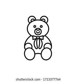 vector illustration teddy bear doll icon or logo with line design style