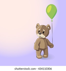 vector illustration of a teddy bear with a green ball