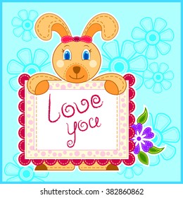 vector illustration of teddy bear in Happy Valentine's Day background