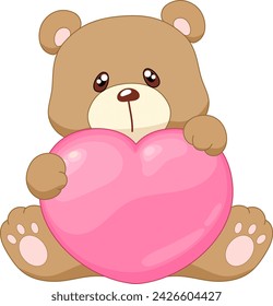 vector illustration of teddy bear with heart