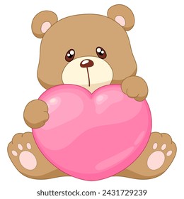 ilustración vectorial de osito de peluche con corazón