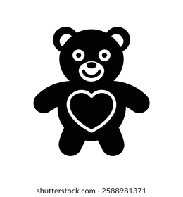 A vector illustration of a teddy bear with heart symbol