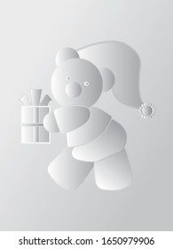 Vector - Illustration of  Teddy bear holding gifts paper cut