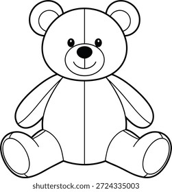 Ilustración vectorial del icono del oso de peluche con la pose sentada, la cara sonriente, las extremidades redondeadas, el juguete lindo, y el diseño del carácter de la infancia