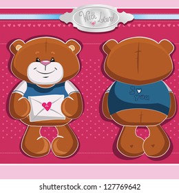 vector illustration of  teddy bear with a letter