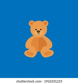 Vector illustration of a teddy bear on a blue background in flat style.