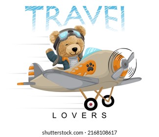 Vektorgrafik von Teddybär im Flugzeug 