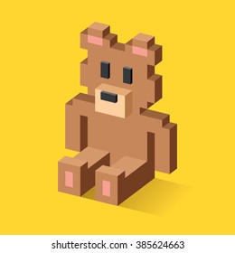 Vector illustration of Teddy bear pixel art