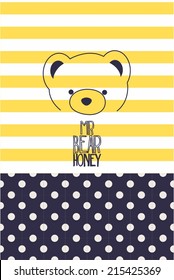 Vector illustration of a teddy bear and polka dots