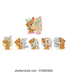 Vector illustration with teddy bears