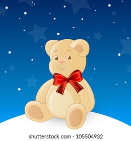 Vector illustration of a teddy by night