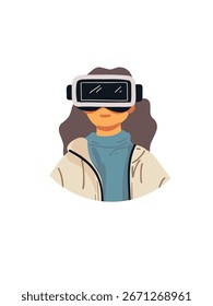 vector illustration teen exploring virtual world